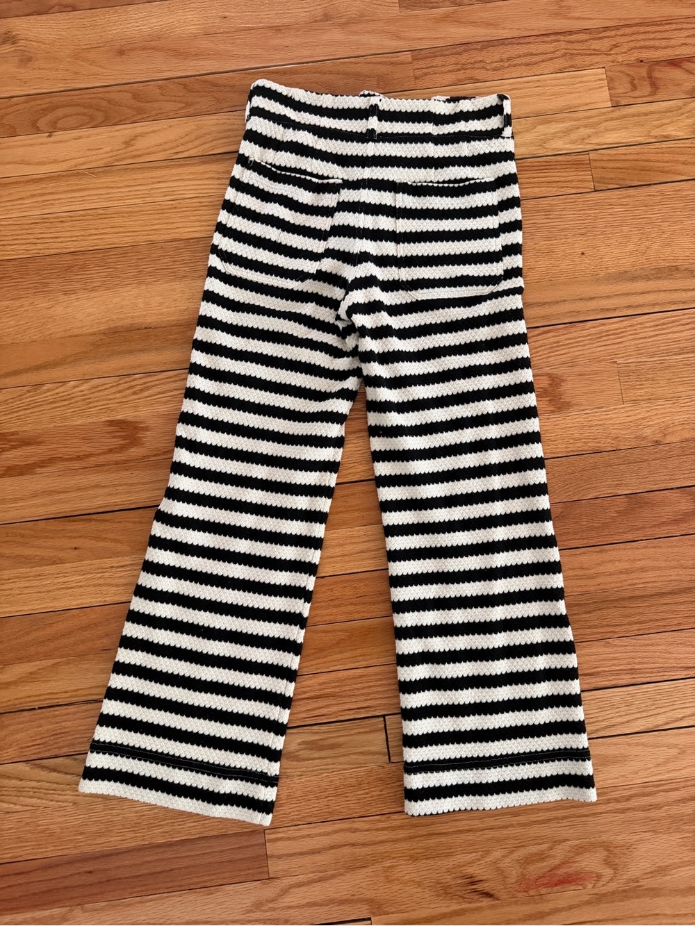 Maeve Black and White Striped Knit Leggings